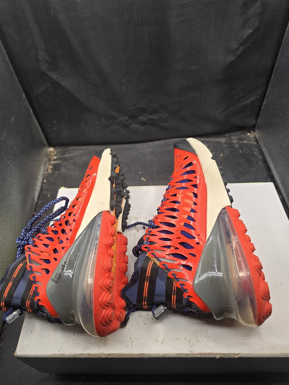 Nike Black Sneaker with Blue Interior and Orange Stitching - Picture 6 of 7